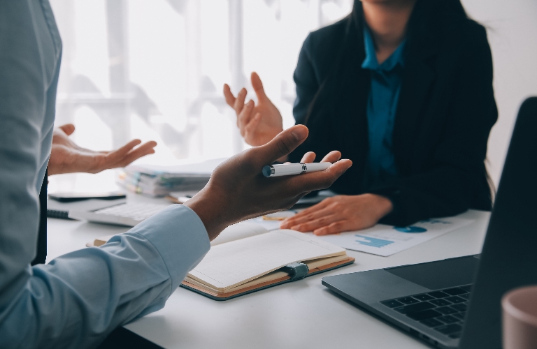 Man is consulting with lawyer