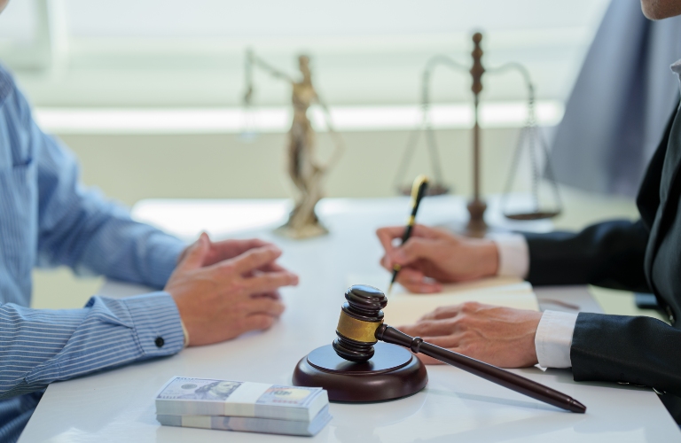 Lawyer business consultation between male lawyers and business clients